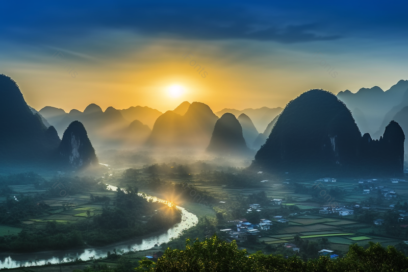 蓝色的色调阳光风景风光大气旅游风景区出游清晰的摄影图高清的图片景区日落光芒图,高清,摄影图,摄影图片,图片大全,摄影图免费下载